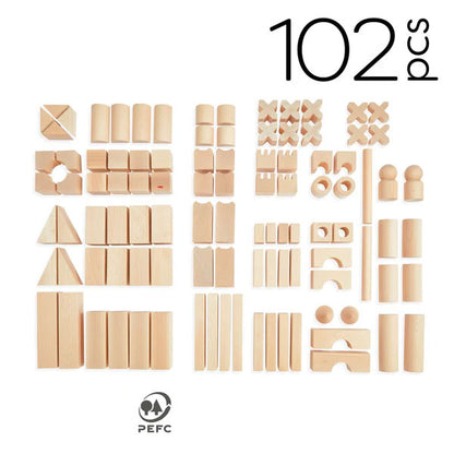 Basic Building Blocks 102 Piece Extra Large Wooden Starter Set